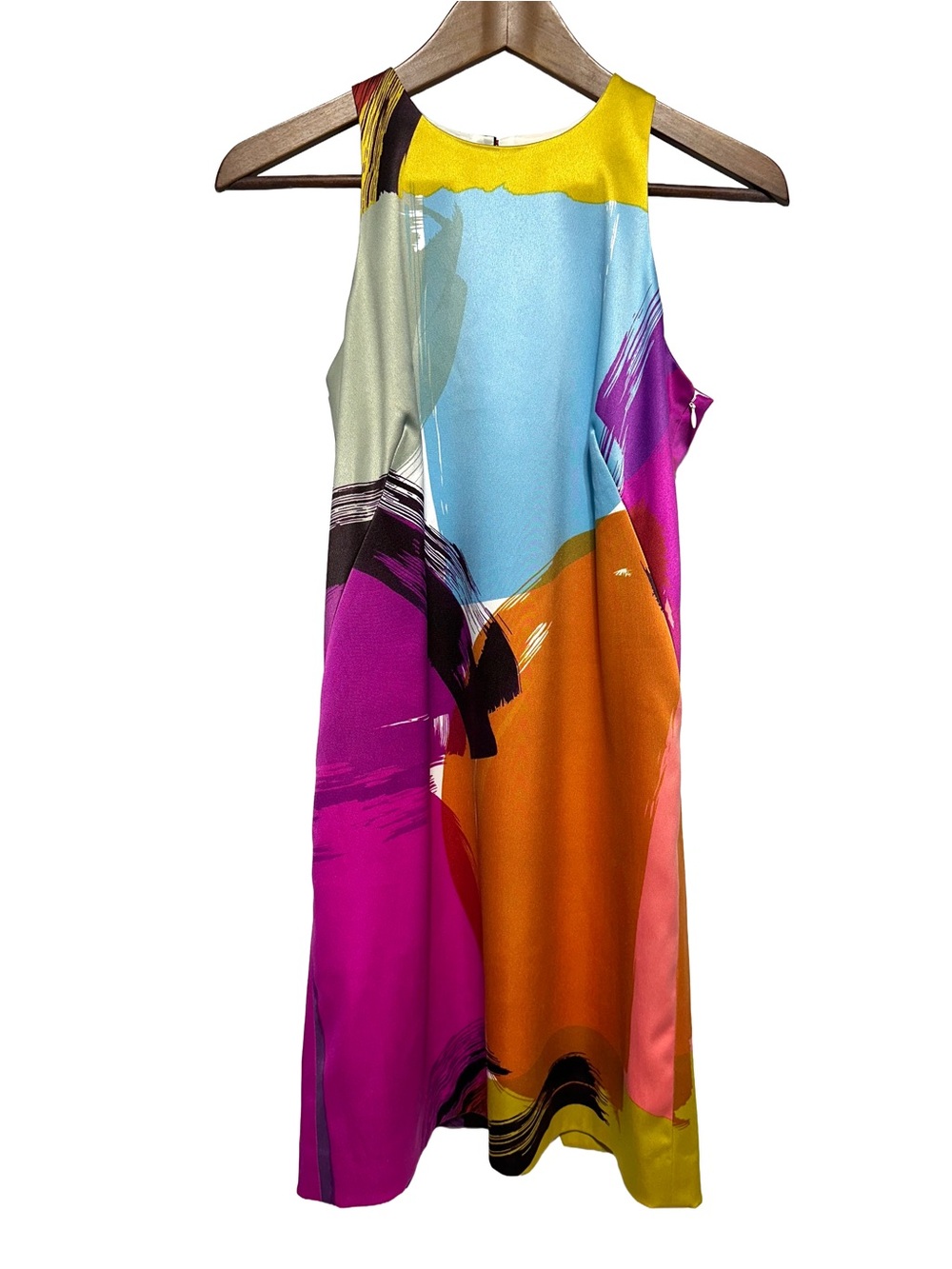Ann Taylor Abstract Print Sleeveless Shift Dress Size 2 Colorblock